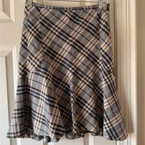 Burberry Plaid Skirt - navy and Cream